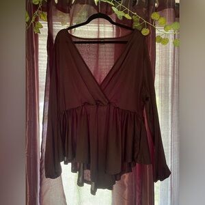 Plus size nice silky black top